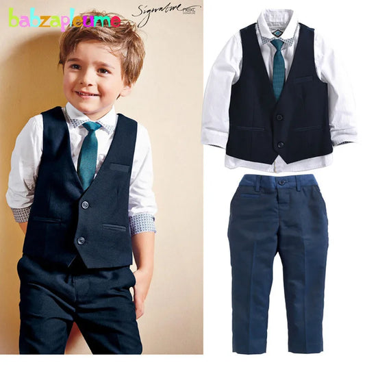 Toddler Boys' Formal 3-Piece Outfit – Vest, Shirt, Pants & Tie Set